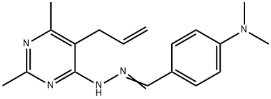 N-[(E)-[4-(dimethylamino)phenyl]methylideneamino]-2,6-dimethyl-5-prop-2-enylpyrimidin-4-amine Structural