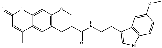 N-[2-(5-methoxy-1H-indol-3-yl)ethyl]-3-(7-methoxy-4-methyl-2-oxochromen-6-yl)propanamide Structural