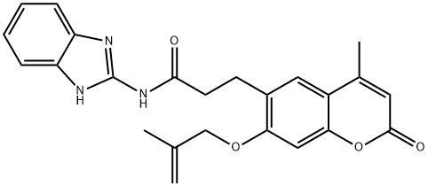 N-(1H-benzimidazol-2-yl)-3-[4-methyl-7-(2-methylprop-2-enoxy)-2-oxochromen-6-yl]propanamide Structural