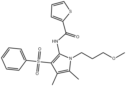 N-[3-(benzenesulfonyl)-1-(3-methoxypropyl)-4,5-dimethylpyrrol-2-yl]thiophene-2-carboxamide Structural
