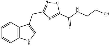 N-(2-hydroxyethyl)-3-(1H-indol-3-ylmethyl)-1,2,4-oxadiazole-5-carboxamide Structural
