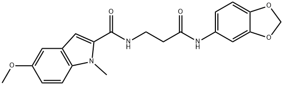 N-[3-(1,3-benzodioxol-5-ylamino)-3-oxopropyl]-5-methoxy-1-methylindole-2-carboxamide Structural