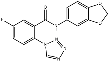 N-(1,3-benzodioxol-5-yl)-5-fluoro-2-(tetrazol-1-yl)benzamide Structural