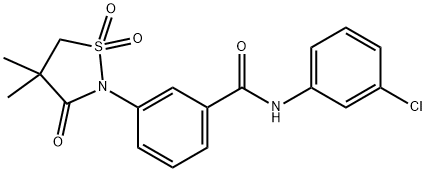 N-(3-chlorophenyl)-3-(4,4-dimethyl-1,1,3-trioxo-1,2-thiazolidin-2-yl)benzamide Structural