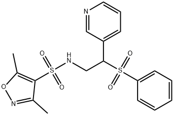 N-[2-(benzenesulfonyl)-2-pyridin-3-ylethyl]-3,5-dimethyl-1,2-oxazole-4-sulfonamide Structural