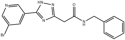 N-benzyl-2-[3-(5-bromopyridin-3-yl)-1H-1,2,4-triazol-5-yl]acetamide Structural