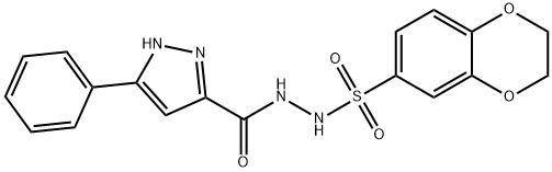 N'-(2,3-dihydro-1,4-benzodioxin-6-ylsulfonyl)-3-phenyl-1H-pyrazole-5-carbohydrazide Structural