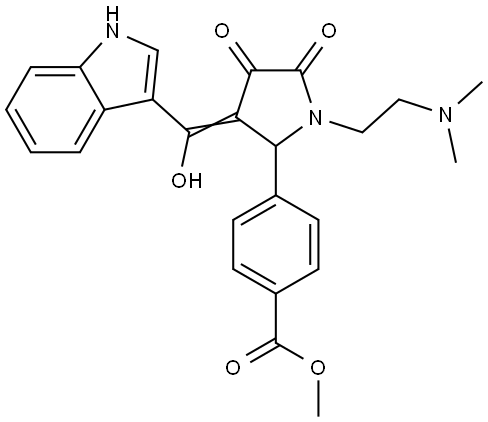 methyl 4-[(3E)-1-[2-(dimethylamino)ethyl]-3-[hydroxy(1H-indol-3-yl)methylidene]-4,5-dioxopyrrolidin-2-yl]benzoate Structural