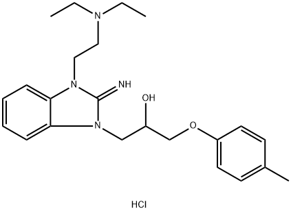 diethyl-[2-[3-[2-hydroxy-3-(4-methylphenoxy)propyl]-2-iminobenzimidazol-1-yl]ethyl]azanium chloride Structural