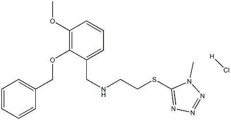 N-[(3-methoxy-2-phenylmethoxyphenyl)methyl]-2-(1-methyltetrazol-5-yl)sulfanylethanamine hydrochloride Structural