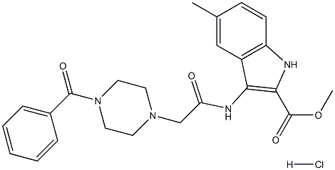 methyl 3-[[2-(4-benzoylpiperazin-1-yl)acetyl]amino]-5-methyl-1H-indole-2-carboxylate hydrochloride Structural