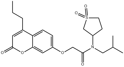 N-(1,1-dioxothiolan-3-yl)-N-(2-methylpropyl)-2-(2-oxo-4-propylchromen-7-yl)oxyacetamide Structural