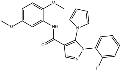 N-(2,5-dimethoxyphenyl)-1-(2-fluorophenyl)-5-pyrrol-1-ylpyrazole-4-carboxamide Structural