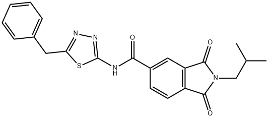 N-(5-benzyl-1,3,4-thiadiazol-2-yl)-2-(2-methylpropyl)-1,3-dioxoisoindole-5-carboxamide Structural