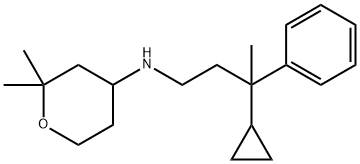 N-(3-cyclopropyl-3-phenylbutyl)-2,2-dimethyloxan-4-amine Structural