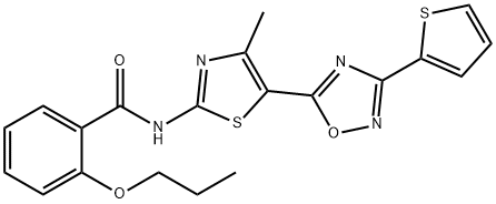 N-[4-methyl-5-(3-thiophen-2-yl-1,2,4-oxadiazol-5-yl)-1,3-thiazol-2-yl]-2-propoxybenzamide Structural