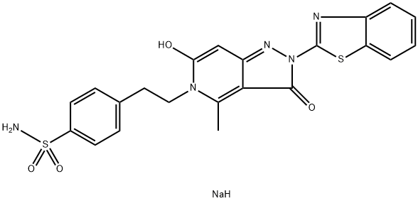 sodium 2-(1,3-benzothiazol-2-yl)-4-methyl-3-oxo-5-[2-(4-sulfamoylphenyl)ethyl]pyrazolo[4,3-c]pyridin-6-olate Structural