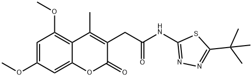 N-(5-tert-butyl-1,3,4-thiadiazol-2-yl)-2-(5,7-dimethoxy-4-methyl-2-oxochromen-3-yl)acetamide Structural