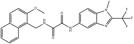 N-[(2-methoxynaphthalen-1-yl)methyl]-N'-[1-methyl-2-(trifluoromethyl)benzimidazol-5-yl]oxamide Structural