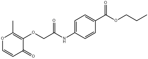 propyl 4-[[2-(2-methyl-4-oxopyran-3-yl)oxyacetyl]amino]benzoate Structural