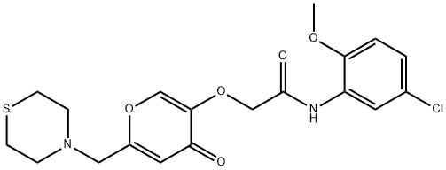 N-(5-chloro-2-methoxyphenyl)-2-[4-oxo-6-(thiomorpholin-4-ylmethyl)pyran-3-yl]oxyacetamide Structural