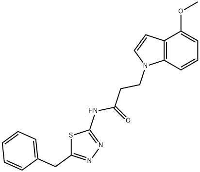 N-(5-benzyl-1,3,4-thiadiazol-2-yl)-3-(4-methoxyindol-1-yl)propanamide Structural
