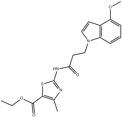 ethyl 2-[3-(4-methoxyindol-1-yl)propanoylamino]-4-methyl-1,3-thiazole-5-carboxylate Structural