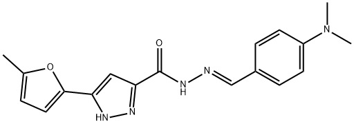 N-[(E)-[4-(dimethylamino)phenyl]methylideneamino]-5-(5-methylfuran-2-yl)-1H-pyrazole-3-carboxamide Structural