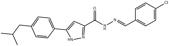 N-[(E)-(4-chlorophenyl)methylideneamino]-3-[4-(2-methylpropyl)phenyl]-1H-pyrazole-5-carboxamide Structural