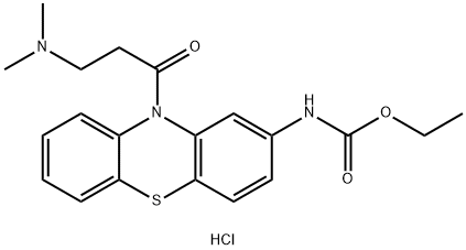 ethyl N-[10-[3-(dimethylamino)propanoyl]phenothiazin-2-yl]carbamate hydrochloride Structural