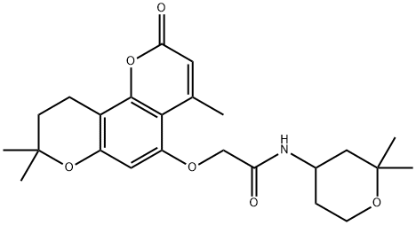 N-(2,2-dimethyloxan-4-yl)-2-[(4,8,8-trimethyl-2-oxo-9,10-dihydropyrano[2,3-h]chromen-5-yl)oxy]acetamide Structural