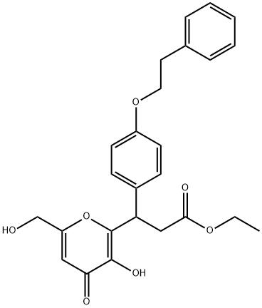 ethyl 3-[3-hydroxy-6-(hydroxymethyl)-4-oxopyran-2-yl]-3-[4-(2-phenylethoxy)phenyl]propanoate Structural