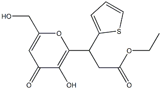 ethyl 3-[3-hydroxy-6-(hydroxymethyl)-4-oxopyran-2-yl]-3-thiophen-2-ylpropanoate Structural