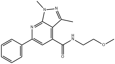 N-(2-methoxyethyl)-1,3-dimethyl-6-phenylpyrazolo[3,4-b]pyridine-4-carboxamide Structural