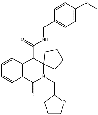 N-[(4-methoxyphenyl)methyl]-1-oxo-2-(oxolan-2-ylmethyl)spiro[4H-isoquinoline-3,1'-cyclopentane]-4-carboxamide Structural