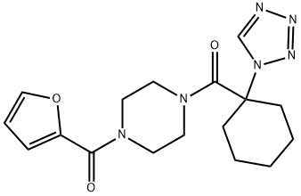 furan-2-yl-[4-[1-(tetrazol-1-yl)cyclohexanecarbonyl]piperazin-1-yl]methanone Structural