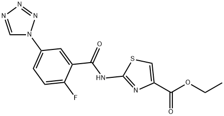 ethyl 2-[[2-fluoro-5-(tetrazol-1-yl)benzoyl]amino]-1,3-thiazole-4-carboxylate Structural