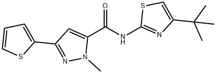 N-(4-tert-butyl-1,3-thiazol-2-yl)-2-methyl-5-thiophen-2-ylpyrazole-3-carboxamide Structural