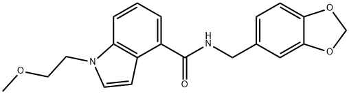 N-(1,3-benzodioxol-5-ylmethyl)-1-(2-methoxyethyl)indole-4-carboxamide Structural