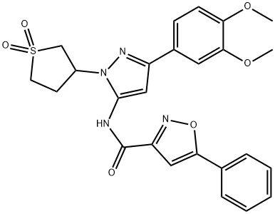 N-[5-(3,4-dimethoxyphenyl)-2-(1,1-dioxothiolan-3-yl)pyrazol-3-yl]-5-phenyl-1,2-oxazole-3-carboxamide Structural