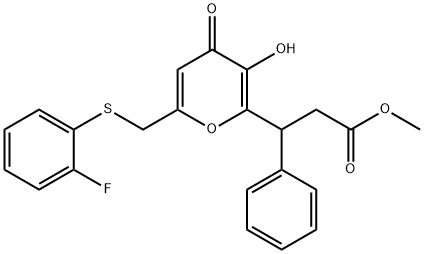 methyl 3-[6-[(2-fluorophenyl)sulfanylmethyl]-3-hydroxy-4-oxopyran-2-yl]-3-phenylpropanoate Structural