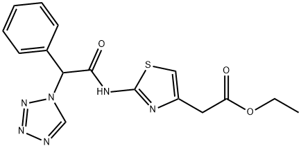 ethyl 2-[2-[[2-phenyl-2-(tetrazol-1-yl)acetyl]amino]-1,3-thiazol-4-yl]acetate Structural