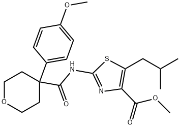 methyl 2-[[4-(4-methoxyphenyl)oxane-4-carbonyl]amino]-5-(2-methylpropyl)-1,3-thiazole-4-carboxylate Structural