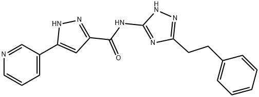 N-[5-(2-phenylethyl)-1H-1,2,4-triazol-3-yl]-3-pyridin-3-yl-1H-pyrazole-5-carboxamide Structural