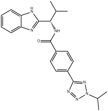 N-[(1S)-1-(1H-benzimidazol-2-yl)-2-methylpropyl]-4-(2-propan-2-yltetrazol-5-yl)benzamide Structural