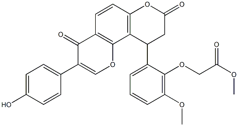 methyl 2-[2-[3-(4-hydroxyphenyl)-4,8-dioxo-9,10-dihydropyrano[2,3-f]chromen-10-yl]-6-methoxyphenoxy]acetate Structural