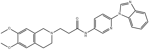 N-[6-(benzimidazol-1-yl)pyridin-3-yl]-3-(6,7-dimethoxy-3,4-dihydro-1H-isoquinolin-2-yl)propanamide Structural