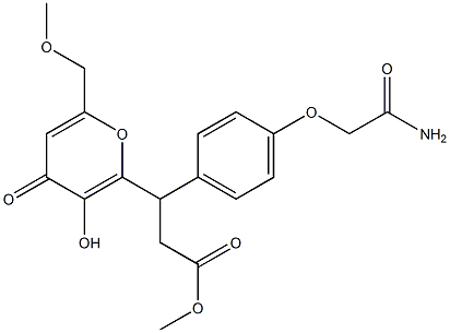 methyl 3-[4-(2-amino-2-oxoethoxy)phenyl]-3-[3-hydroxy-6-(methoxymethyl)-4-oxopyran-2-yl]propanoate Structural