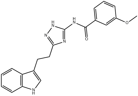 N-[5-[2-(1H-indol-3-yl)ethyl]-1H-1,2,4-triazol-3-yl]-3-methoxybenzamide Structural
