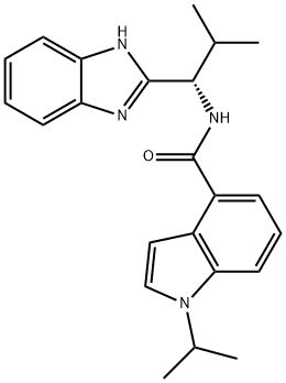 N-[(1S)-1-(1H-benzimidazol-2-yl)-2-methylpropyl]-1-propan-2-ylindole-4-carboxamide Structural